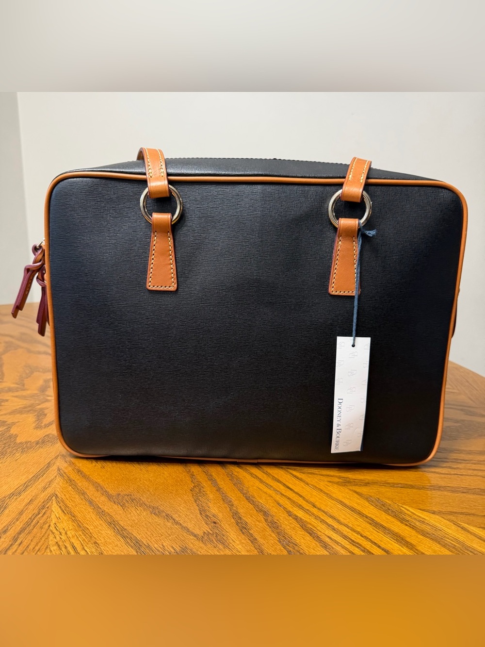 Dooney & Bourke Black Bag with Tan Leather Trim - Picture 3 of 7